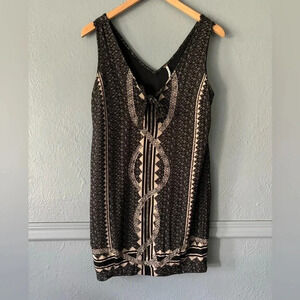 Free People Beaded Tie Front Art Deco Tank Tunic Dress Size S